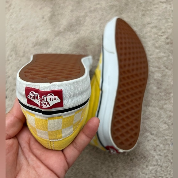 Yellow Checkered classic Slip On Vans - Picture 8 of 11